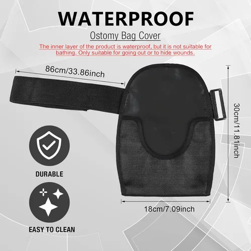Vista 2 de TrelaCo 2 fundas para bolsas de ostomía con cinturón ajustable, impermeable, cubierta de ducha para ostomía, apertura universal, lavable, forro
