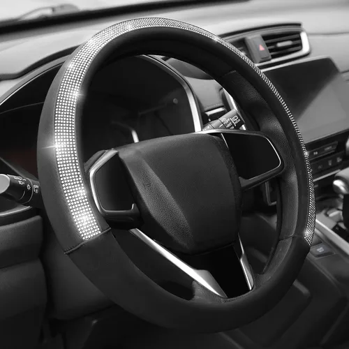 Vista 12 de Funda para volante de Auto Dynasty, protector de volante de auto de cuero de microfibra transpirable con patrón de agarre antideslizante, forro