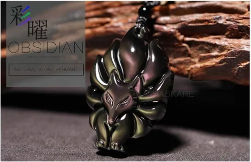 Vista 2 de HASKARE Collar curativo de obsidiana negra con colgante de piedra de energía natural ajustable