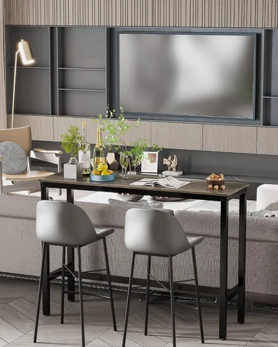 Vista 7 de Teraves Mesa de bar, mesa de bar con altura de barra, mesa de altura de mostrador con marco de metal resistente, mesa rectangular alta para cocina