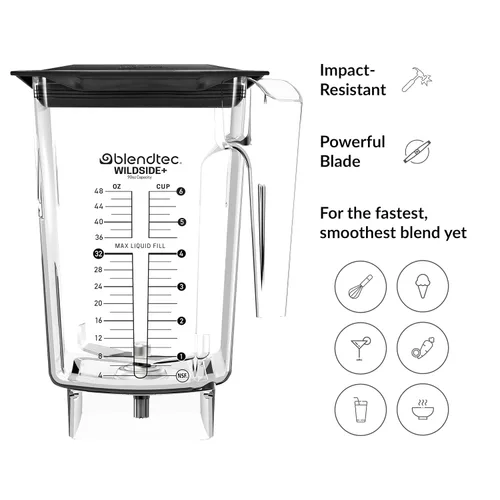 Vista 5 de Blendtec Tarro WildSide de 90 onzas, grado comercial, frasco de repuesto de cinco caras, compatible con Blendtec Blenders, capacidad de mezcla de 36
