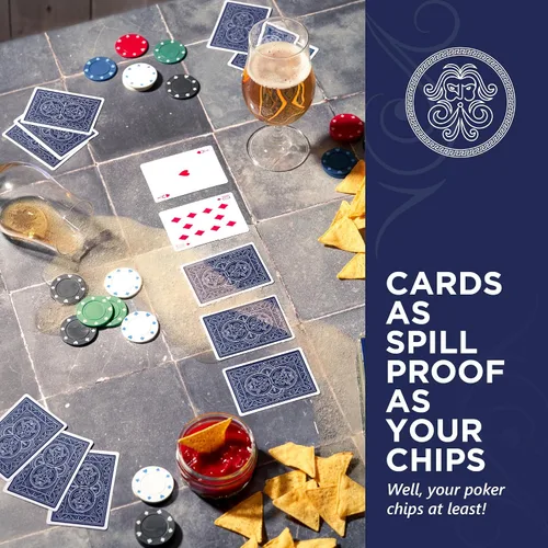 Vista 3 de Baraja pesada de cartas ideal para exteriores Naipes impermeables resistentes al viento Cartas de póquer protegidas de plástico grueso