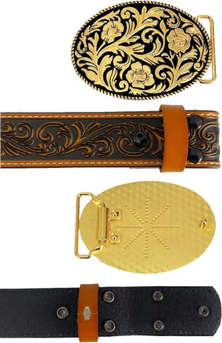 Vista 3 de TOPACC Cinturones occidentales de cuero genuino para mujer y hombre, vaquera, vaquera, campo, rodeo, hebilla, pantalones vaqueros, vestidos