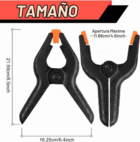 Vista 2 de Paquete de 2 abrazaderas de resorte, clips de plástico de 8.5 pulgadas, clips de fondo pequeños, abrazaderas resistentes, clips de resorte