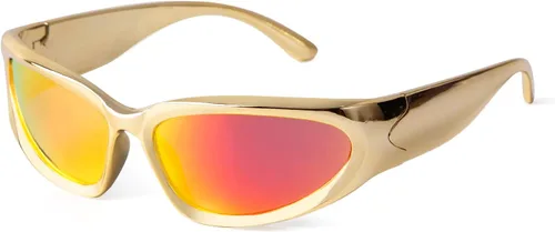 Vista 17 de ADE WU Gafas de sol envolventes de moda para mujeres y hombres Marco beige/lente marrón