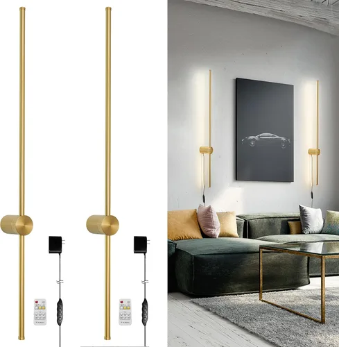 Vista 9 de Juego de 2 apliques de pared con pilas de 15000 mAh, apliques de pared recargables USB de níquel cepillo, apliques de pared inalámbricos regulables