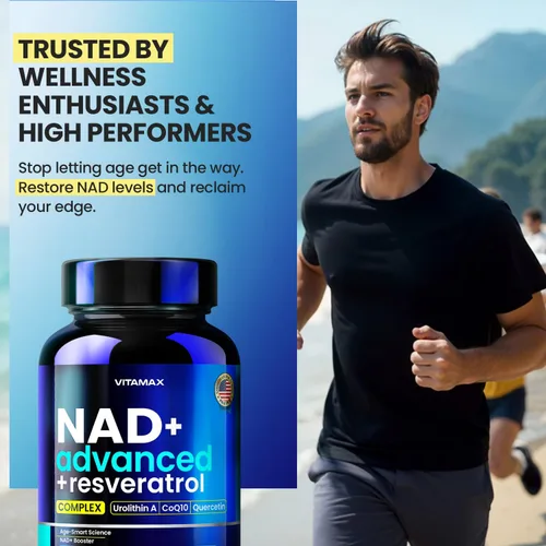 Vista 9 de Suplemento liposomal NAD+ extra fuerte Urolitina A, resveratrol, CoQ10 - Mujeres y hombres - ALA, té verde, quercetina, licopeno Alta pureza