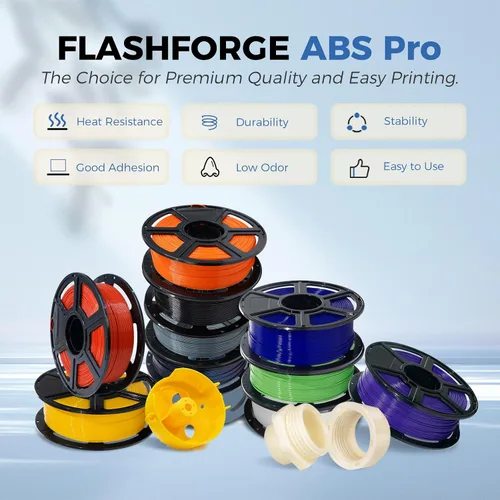 Vista 2 de FLASHFORGE ABS Pro Filamento 1.75mm Negro, Carrete de 1kg (2.2lbs) para Impresora 3D - Precisión Dimensional +/- 0.02mm, Deformación Térmica