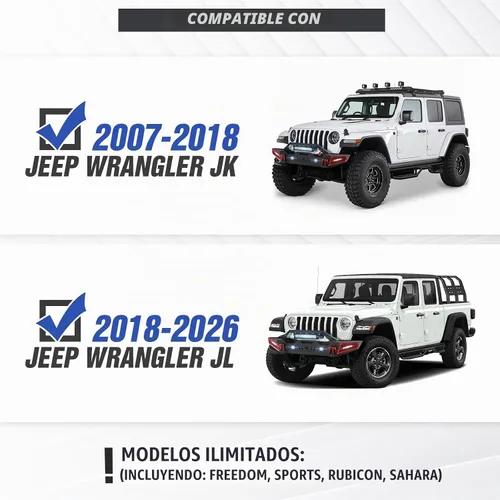 Vista 2 de para parachoques delantero JK JL Compatible con 2007 2008 2009 2010 2011 2012 2013 2014 2015 2016 2017 2018 2019 2020 2021 2022 2023 2024 2025 2026