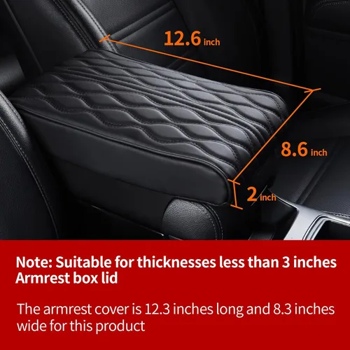 Vista 2 de Cubierta Elevadora para Consola Central de Automóvil, Almohadillas Elevadoras de Espuma Viscoelástica de Cuero para Reposabrazos de Automóvil