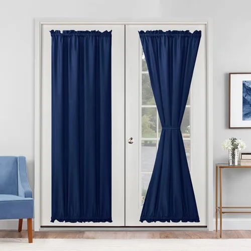 Vista 59 de Cortinas para puerta francesa, color aguamarina, 24 pulgadas de ancho x 40 pulgadas de largo, 1 panel Bolsillo para barra, semitransparente