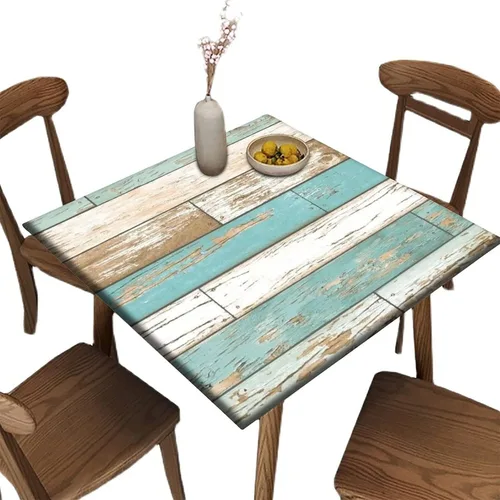 Vista 63 de Mantel redondo ajustable con borde elástico floral azul, mantel con borde elástico de estilo floral pastoral, almohadilla de mesa de poliéster