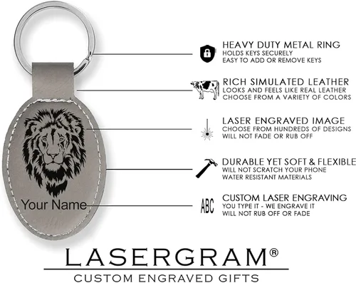 Vista 5 de LaserGram Llavero ovalado, Virgen de Guadalupe, grabado personalizado incluido (gris)