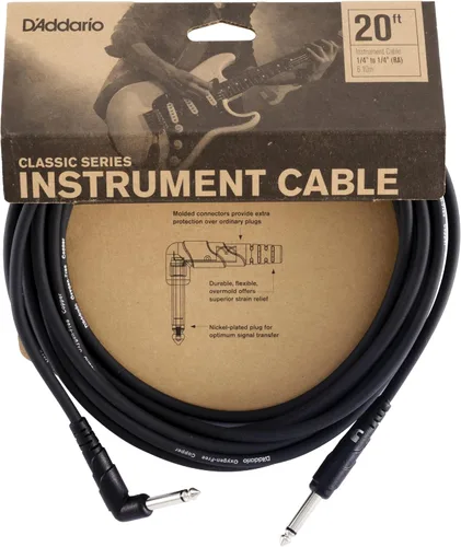Vista 6 de D'Addario Cable para Guitarra - Cable de Guitarra - 1/4 Pulgada Macho a Macho - Serie Classic - 10 Pies/3.05 Metros - Extremo Recto/Ángulo Derecho