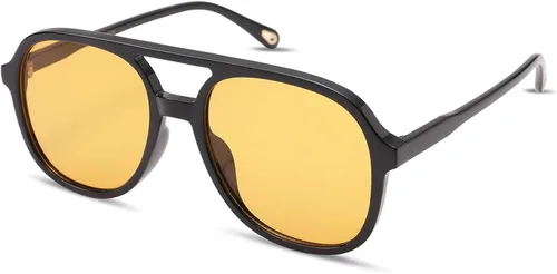 Vista 5 de Pro Acme Gafas de sol polarizadas estilo aviador cuadradas retro para mujer y hombre de los años 70, estilo vintage, doble puente, protección UV400
