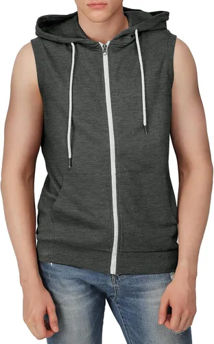 Vista 4 de H2H Mens Casual Slim Fit Zip-up Sleeveless Hoodie Lightweight Workout Tank Tops Gym Hoodies