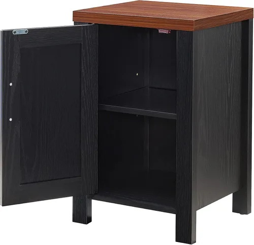 Vista 4 de Kings Brand Furniture Sendero Mesita de noche auxiliar con armario de almacenamiento, moderna y elegante mesita de noche con estante