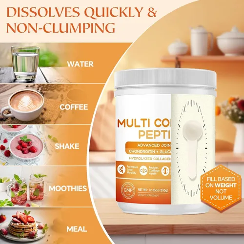 Vista 7 de NATURE TARGET Multi-Péptidos de Colágeno en Polvo para el Apoyo de las Articulaciones, Colágeno Hidrolizado para Mujeres y Hombres con MSM + GC