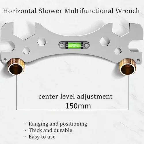 Vista 4 de Jiawu Llave de grifo, llave multifuncional para conexiones de manguera de grifos, llave universal de tuerca con nivel de burbuja, llave de tubo