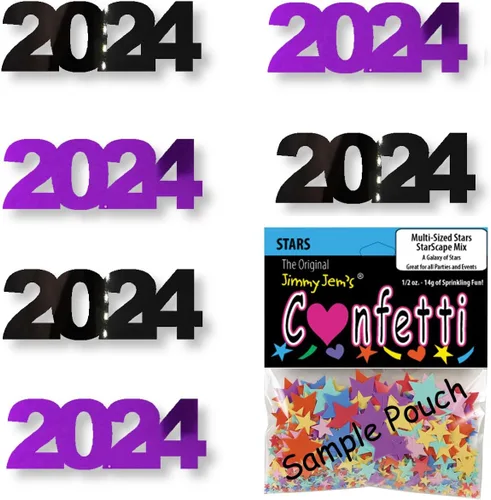 Vista 52 de Confetti Year 2024 Negro, Azul Royal Combo - 2 bolsas de media onza (1 oz)