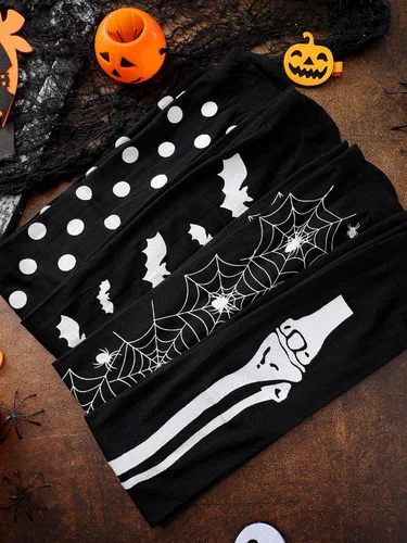 Vista 7 de Boao 4 pares de medias largas hasta el muslo de Halloween por encima de la rodilla, calcetines para festivales de cosplay