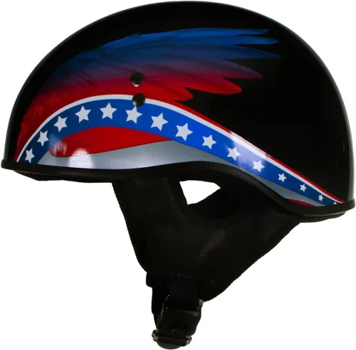 Vista 6 de Hot Leathers HLT68 Eagle Wings Black Advanced DOT - Casco de calavera para motocicleta, para hombres y mujeres