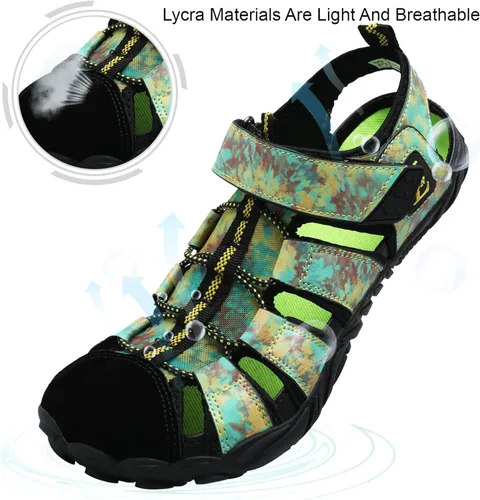 Vista 5 de JIASUQI Sandalias deportivas de verano, para surf, piscina, playa, senderismo, agua, para mujeres, hombres, negro, amarillo, 12 mujeres11 hombres