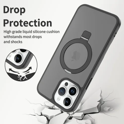 Vista 3 de Funda con soporte ultra magnético para iPhone 14 Pro [protección militar contra caídas] [compatible con MagSafe] a prueba de golpes, translúcida