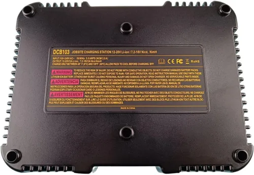 Vista 6 de Compatible con cargador Dewalt, combinación de doble puerto, carga rápida (DCB103), compatible con batería NI-CD y NI-MH de litio de 9.6V-20V