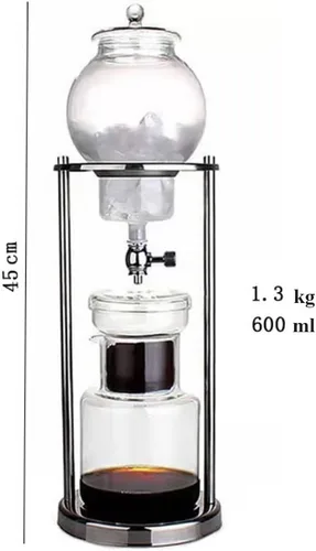 Vista 6 de Cafetera de goteo de hielo, máquina portátil de café en frío, cafetera de goteo en frío de 20.3 fl oz, torre de preparación fría para oficina en casa