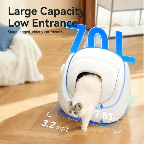 Vista 2 de CATLINK Caja de arena autolimpiante para gatos de 7.8 pulgadas, entrada Blanco