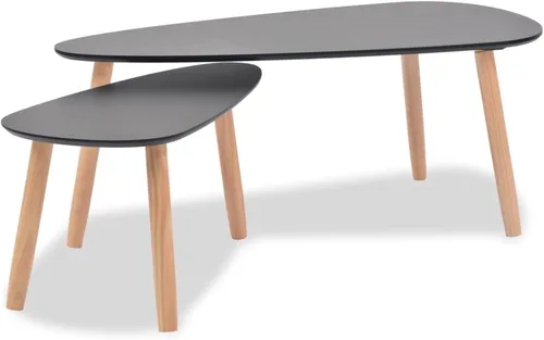 Vista 2 de Juego de mesa de centro para sala de estar, mesa de centro grande, mesa de centro para sala de estar, Mesitas para sala modernas, 2 piezas, madera