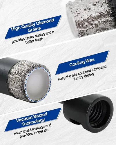 Vista 5 de SHDIATOOL Brocas de núcleo de diamante, 2 unidades de 1/4 de pulgada para porcelana, cerámica, ladrillo, ladrillo al vacío, sierra de agujero