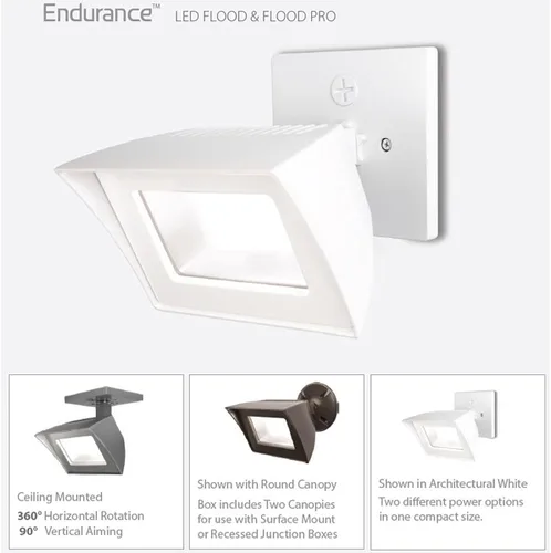 Vista 6 de WAC Lighting, Endurance Flood Energy Star 35W Luz de inundación LED 3000K en blanco Blanco (Architectural White)