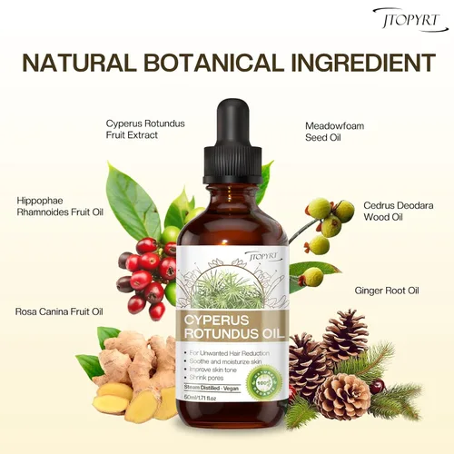 Vista 3 de Jtopyrt Cyperus Rotundus Aceite para depilación, piel suave, hidratante y calmante para mujeres y hombres, 1.71 onzas líquidas