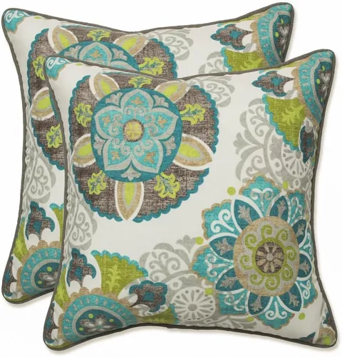 Vista 6 de Pillow Perfect Almohada decorativa floral para interiores y exteriores, relleno de felpa, resistente a la intemperie y a la decoloración, lumbar