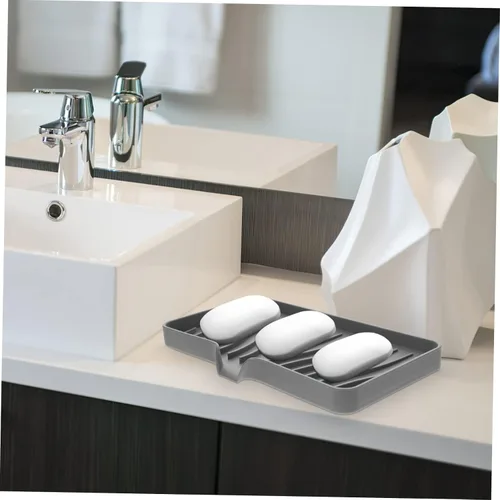Vista 7 de Jabonera de silicona y soporte de esponja para fregadero de cocina y ducha, bandeja de jabón autodrenante para una fácil limpieza y organización