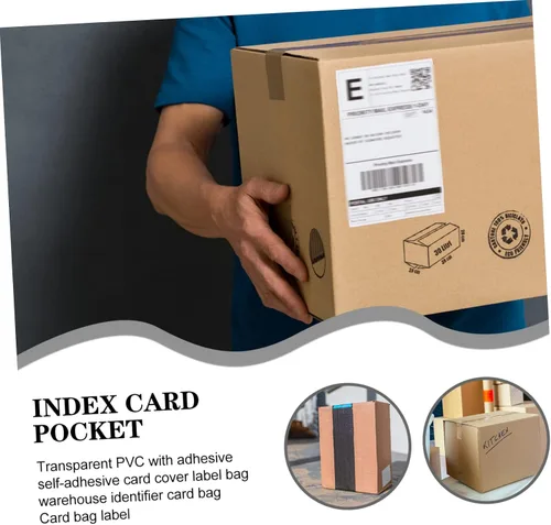 Vista 8 de 20pcs Self-Adhesive Label Pouches for Card Organization Transparent Card Sleeves for Office Home and Warehouse Use and Label Holders