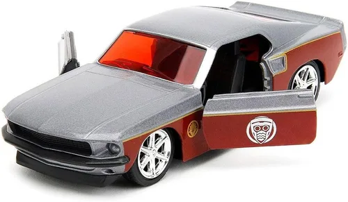 Vista 3 de Jada Marvel Guardians of The Galaxy 1:32 1969 Ford Mustang - Coche fundido a presión y figura de Starlord de 1.65 pulgadas, juguetes para niños