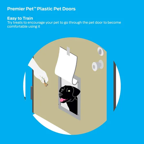 Vista 6 de Premier Pet Puerta de plástico para mascotas, proporciona acceso independiente, marco de plástico duradero con cierre magnético, diseño