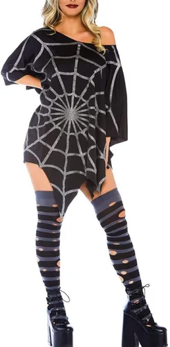 Vista 3 de Capa de Halloween para mujer, poncho gótico de telaraña para cosplay, escenario, fiesta, disfraz de Halloween para mujer