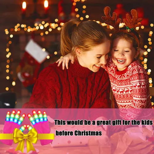 Vista 5 de Juguetes para rave con luz LED, guantes de dedo brillantes para niños, adolescentes, adultos, Pascua, Halloween, Navidad, regalos para espectáculos