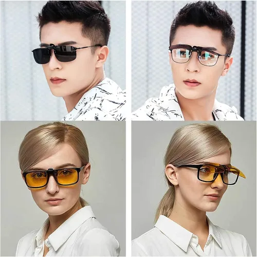 Vista 6 de YUEBAJUN Gafas de sol polarizadas con clip, paquete de 4 unidades, sin montura y antirreflejos, protección UV para gafas graduadas, mujeres y hombres