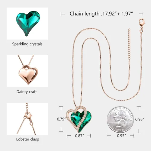 Vista 5 de Love Heart Pendant Necklaces for Women Crystals Jewelry Gifts for Women Her Girlfriend Mother's Wife Christmas Birthday Anniversary Valentines Day