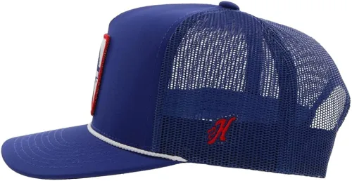 Vista 2 de HOOEY Gorra de camionero ajustable con cierre de malla y espalda de malla con licencia oficial de Pabst Blue Ribbon