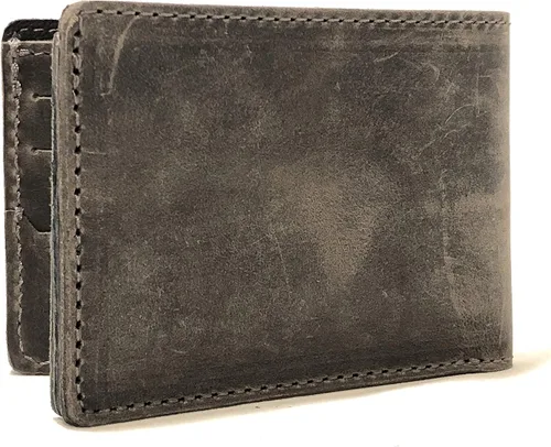 Vista 2 de Anthology Gear - Cartera de cuero minimalista de grano completo para hombre acero envejecido