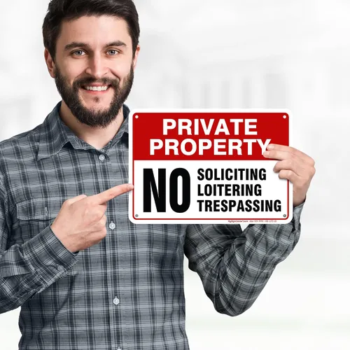 Vista 2 de Señal de propiedad privada No Trespassing No Loitering No Soliciting (7x10)