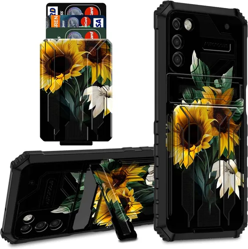Vista 61 de Funda protectora de TPU suave para Samsung Galaxy A03S con soporte para tarjeta de crédito y soporte de doble capa de policarbonato duro de TPU