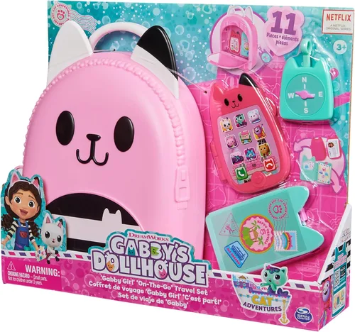 Vista 9 de Gabby's Dollhouse, Gabby Girl On-The-Go Juego de Viaje, Juguetes de Viaje de Juego de Simulación, Pasaporte de Juguete, Teléfono de Juguete y Dije