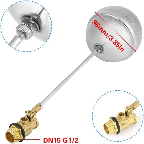 Vista 6 de Válvula de bola de flotador de acero inoxidable de Lwuey, control de agua DN15 G1/2 Water level control sensor switch for hydraulics, pressure